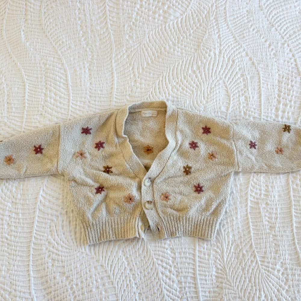 Rylee + Cru Cream Cardigan with Star Accents